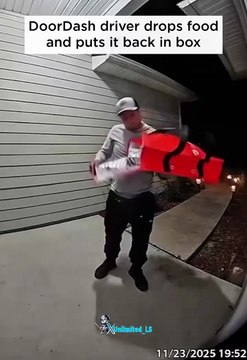 Florida family is calling for major changes from DoorDash after their camera caught a delivery driver dropping a wing on the ground, picking it up, putting it back in the box, licking his fingers, and then casually walking away as if nothing happened.