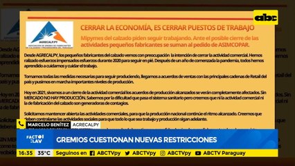 Gremios cuestionan nuevas restricciones