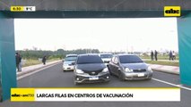 Largas filas en centros de vacunación