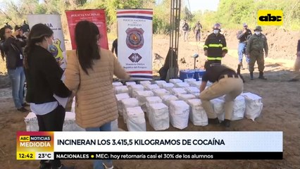 Incineran los 3.415,5 kilogramos de cocaína