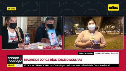Mamá de Jorge Ríos exige disculpas a Salomón