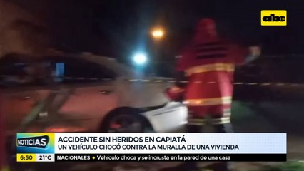 Vehículo chocó contra la muralla de una vivienda en Capiatá