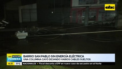 Columna cayó y dejó sin energía eléctrica a gran parte del barrio San Pablo