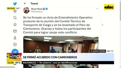 Camioneros firman acuerdo con el Gobierno y levantan en paro