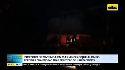 Incendio en vivienda de Mariano Roque Alonso