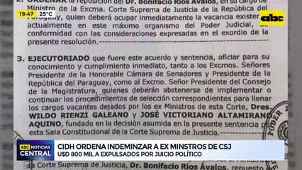 CIDH ordena indemnizar a ex ministros de la Corte Suprema de Justicia