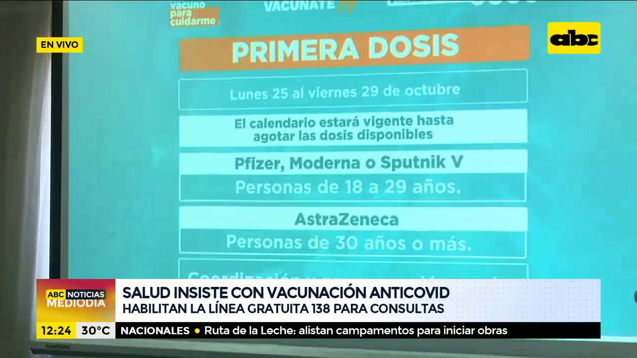 Salud difunde nuevo calendario de vacunación y aguarda llegada de más dosis para incluir a adolescentes