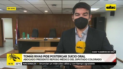 Suspenden inicio de juicio oral al diputado Tomás Rivas