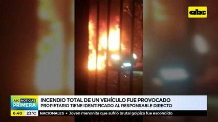 Denuncian que incendio total de un vehículo fue provocado