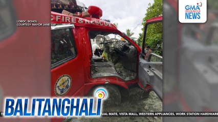 Bombero, halos 1 oras na-trap sa loob ng fire truck matapos masalpok ng dump truck | Balitanghali