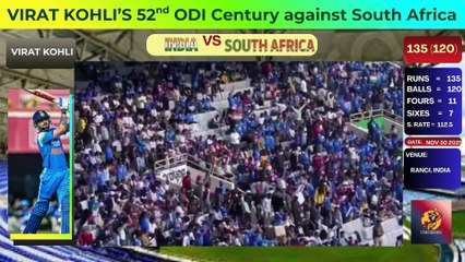 Virat Kohli 52nd ODI Hundred vs South Africa | 135 Runs Masterclass | 1st ODI Ranchi 2025 Highlights