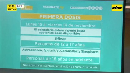 Tercera dosis para personas de 18 años que completaron esquema de vacunación