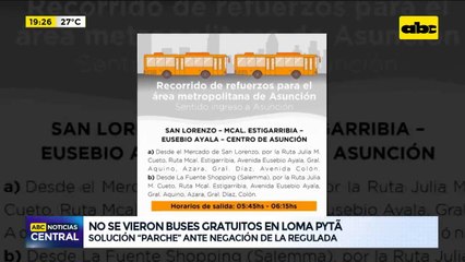 No se vieron buses gratuitos en Loma Pytá