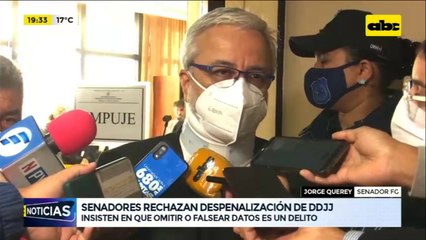 Senadores rechazan despenalización de DDJJ