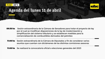 Agenda política para este lunes 11/04