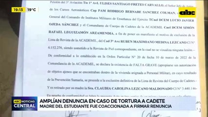 Amplían denuncia en caso de tortura a cadete