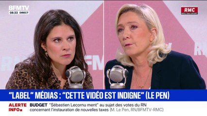 Marine Le Pen accuse Emmanuel Macron de vouloir "maîtriser l'information" avec sa proposition de "labellisation" des médias