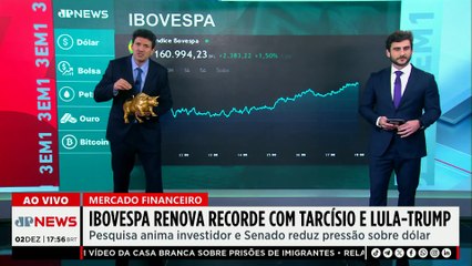 Ibovespa fecha no recorde aos 161.082 pontos com Tarcísio e Lula-Trump | FECHAMENTO TOURO DE OURO