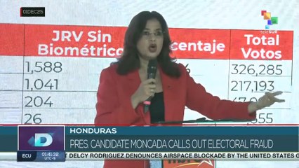 HONDURAS l Pres. Candidate Moncada calls out electoral fraud