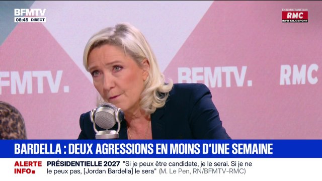 Agression de Jordan Bardella: C'est un symptôme d'une violence en politique que nous subissons depuis trente ans , assure Marine Le Pen