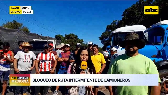 Tobatí: Camioneros realizan bloqueo de ruta de forma intermitente