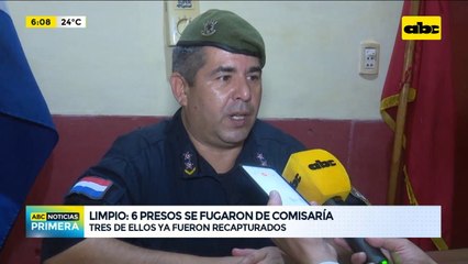 Seis presos se fugaron de comisaría de Limpio