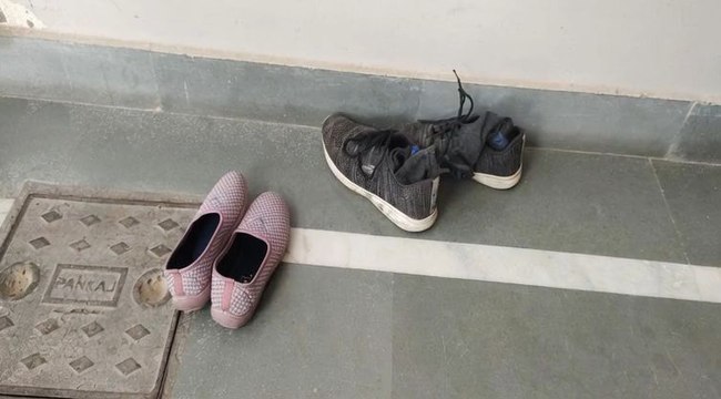 Shoes Parked Like Cars in the Driveway