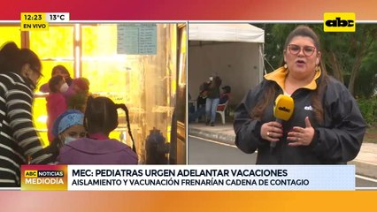 MEC: pediatras urgen adelantar vacaciones