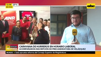 En pleno horario laboral, caravana de hurreros acompaña inscripción de precandidatura de Velázquez