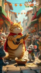 Street Performer Cat Rocks the Crowd! 🎸🐾