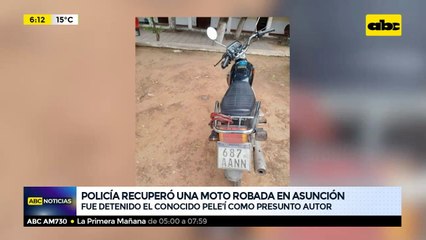 Policía recuperó una moto robada en Asunción