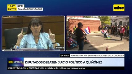 Diputada Celeste Amarilla en la sesión sobre el juicio político a Sandra Quiñónez