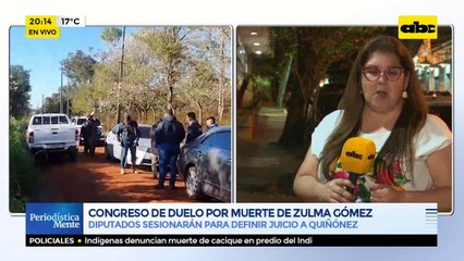 Congreso de duelo por muerte de Zulma Gómez