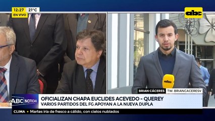 Oficializan chapa Euclides Acevedo-Jorge Querey