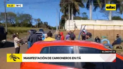 Sigue la manifestación de camioneros en Itá.