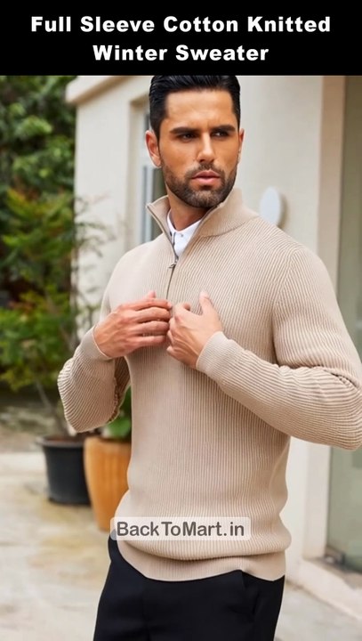 Full Sleeve Cotton Knitted Winter Sweater for Man