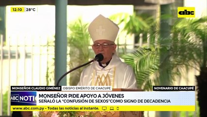 Monseñor pide apoyo a jóvenes