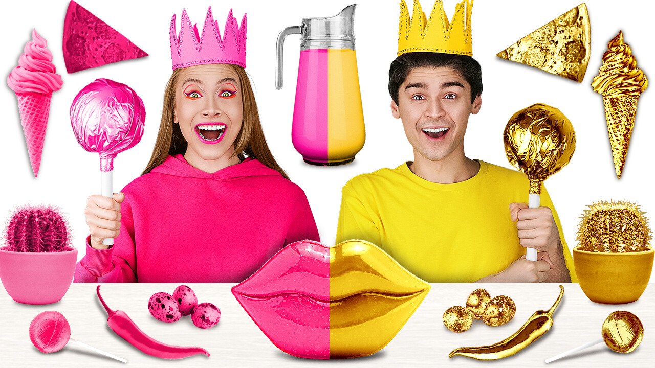 Crazy Food Challenges! One-color Meal and No-hands Eating!