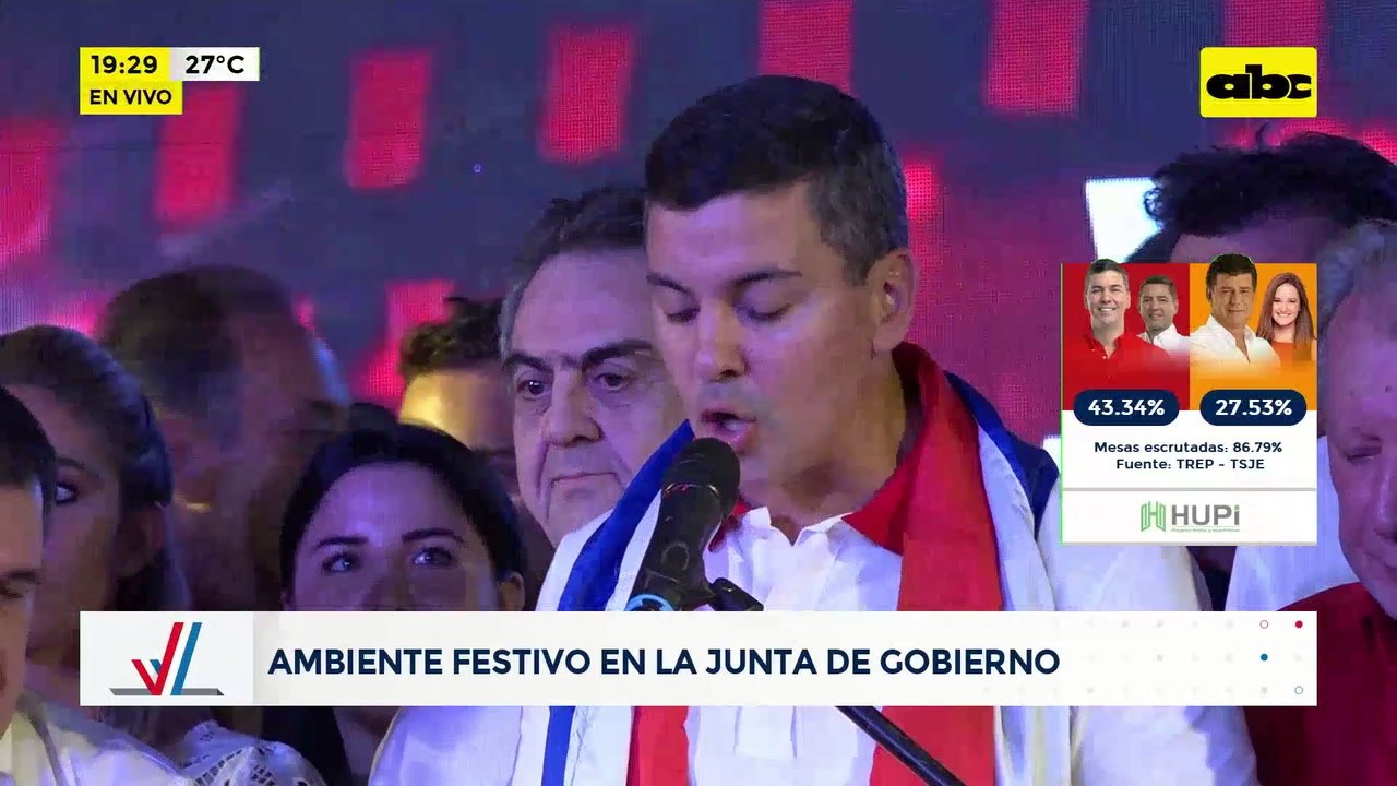 Elecciones Paraguay 2023: Santiago Peña da un discurso celebrando su virtual victoria