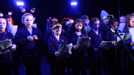 Minehead First School coir performing at the town's Christmas lights switch-on, filmed by George Ody.