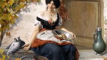 A pretty market woman - Ferdinand Wagner the Elder (1819–1881) Bavarian painter.