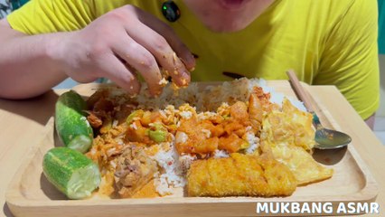 MUKBANG ASMR -  NASI CUMI PETAI TELUR DADAR OPOR AYAM KAMPUNG