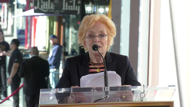 Holland Taylor gives a speech at Sarah Paulson's Hollywood Walk Of Fame star unveiling ceremony
