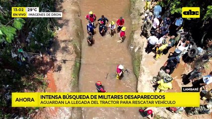 Imágenes de dron: intensa búsqueda de militares desaparecidos en Lambaré