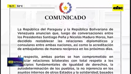 Video: Paraguay reanuda relaciones con Venezuela