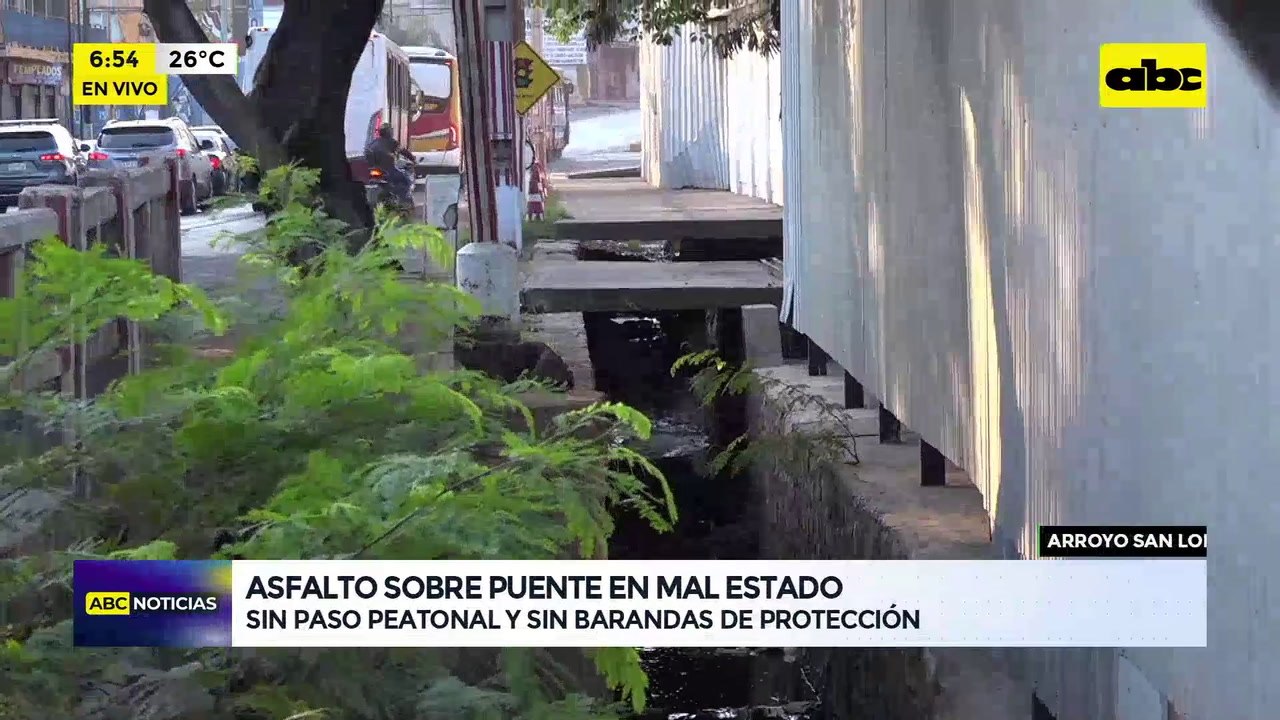 San Lorenzo: asfalto sobre puente en mal estado