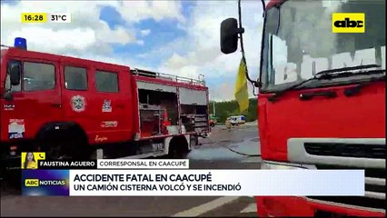 Accidente fatal en Caacupé: un camión cisterna volcó y se incendió