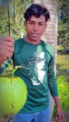 I picked a green coconut from the tree and cut it