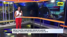 Impactantes imágenes desde Ecuador: hombres armados irrumpieron un estudio de tv