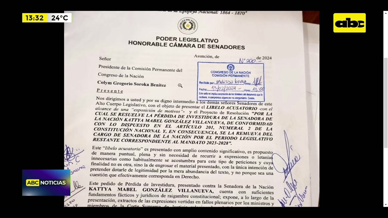 Caso Kattya González: entró pedido de pérdida de investidura y será tratado mañana